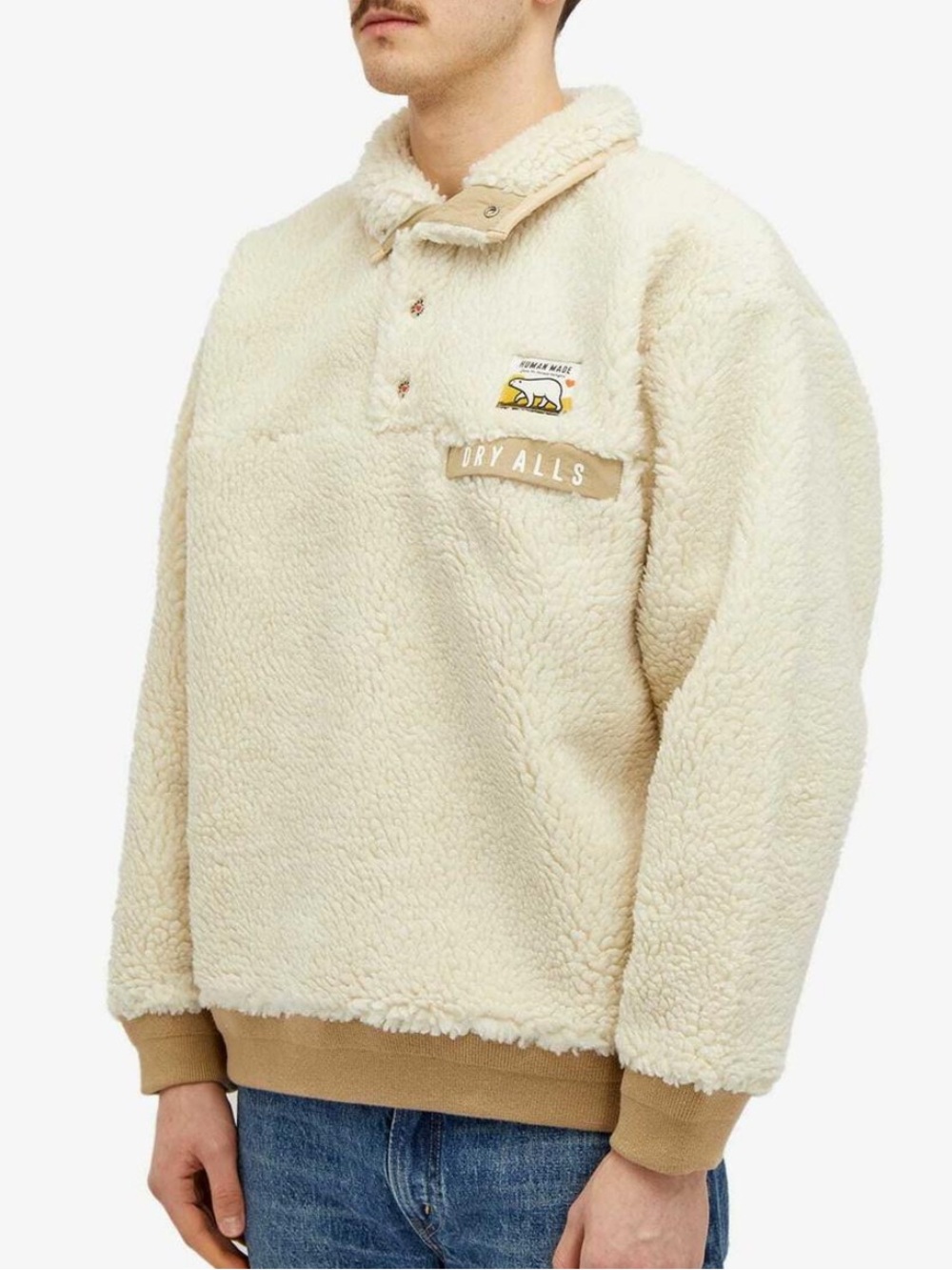 Human Made Cream Fleece Turtleneck Sweater